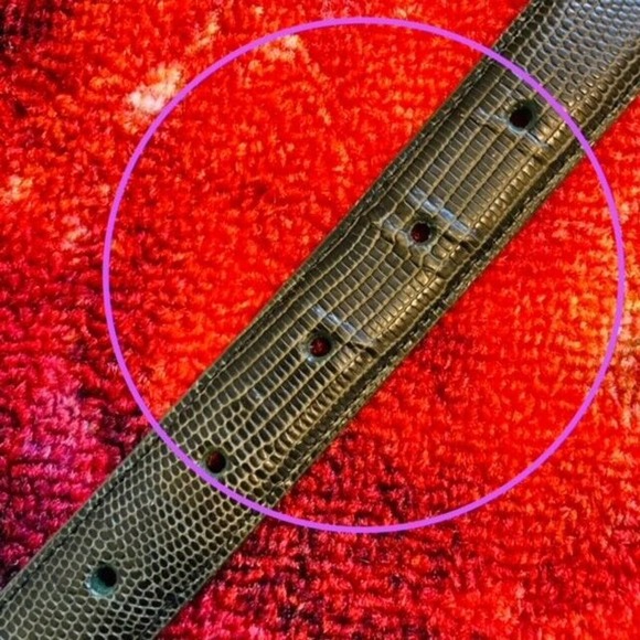 Brighton Womens Large Vintage Brown Green Leather Faux Lizard Skin Embossed Belt - Picture 12 of 13